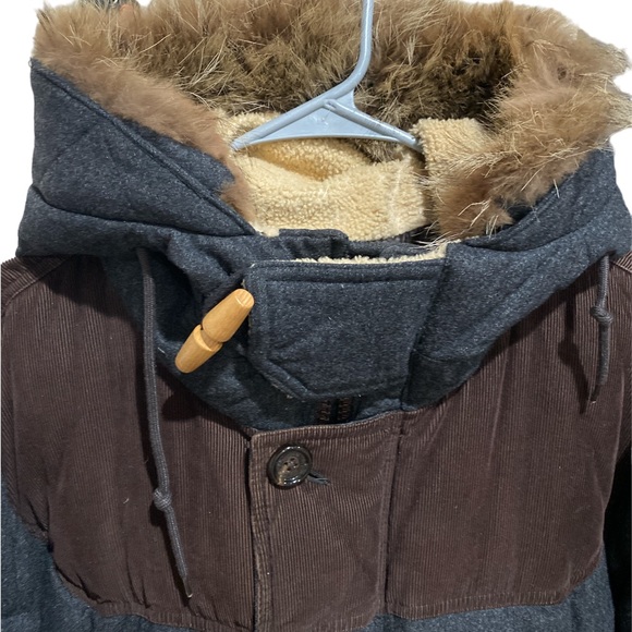 Moncler Moncler Gray wool and brown corduroy fur down. - Picture 3 of 16